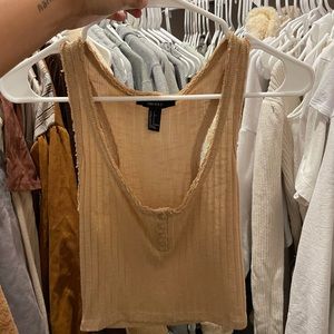 Forever21 Soft Beige Crop Top with Buttons